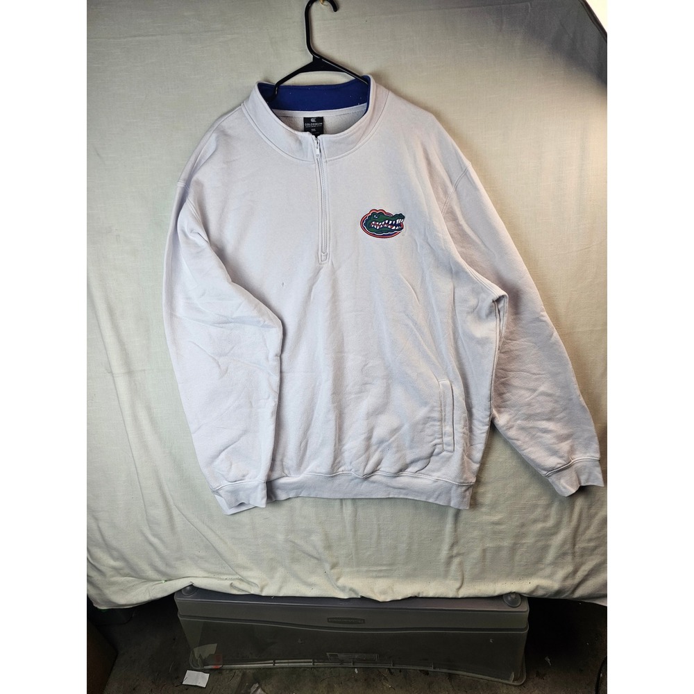 Colosseum Florida Gators Quarter Zip Sweatshirt Mens 3XL White Fleece Pullover